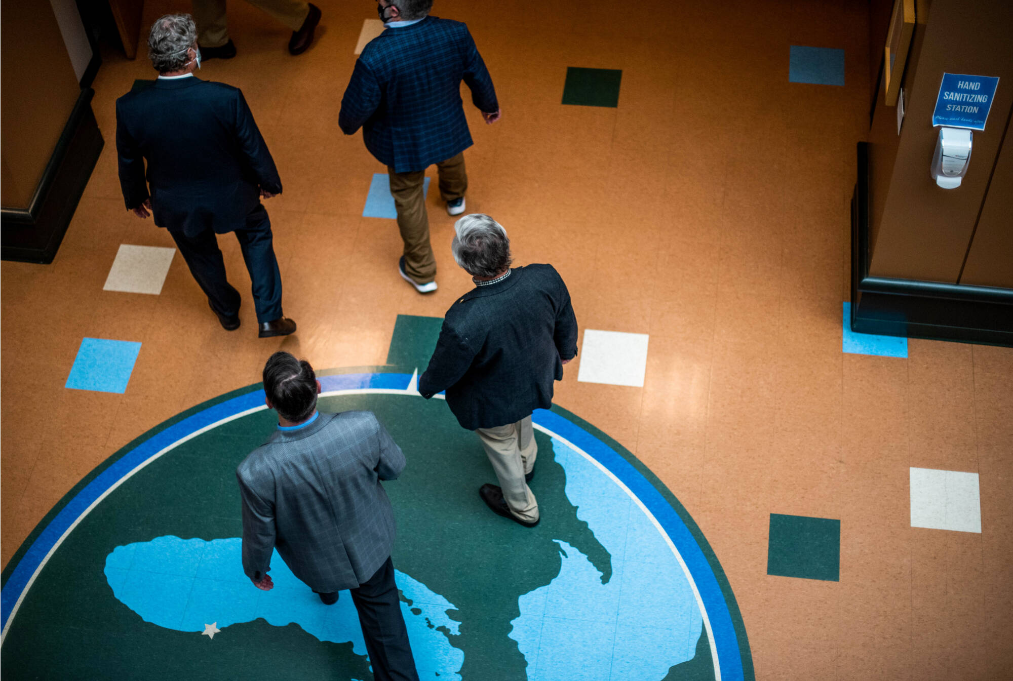The EPA administrator Andrew Wheeler, top right, takes a tour of Grand Valley State University’s Robert B. Annis Water Resources Institute along with local politicians on Wednesday, June 3 in Muskegon, Mich. Alan Steinman, Ph.D. and director of AWRI,...